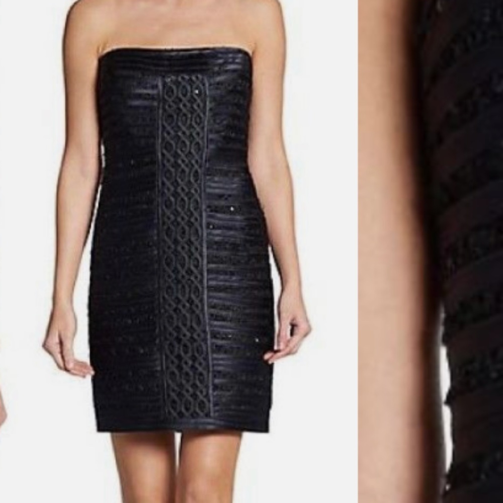 BCBG Max Azaria strapless navy sequin embellished‎ dress. Worn 1x